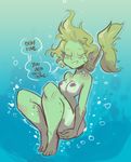  breasts fin fish freckles green_skin hair herny humanoid marine nude orange_hair priscilla_anchorstream small_breasts text underwater water 