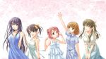  akanegasaki_sora casual ever_17 highres komachi_tsugumi matsunaga_sara mother_and_daughter multiple_girls petals takigawa_yuu tanaka_yubiseiakikana wallpaper yagami_coco 