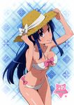  absurdres bikini blue_eyes blue_hair bow breasts cleavage hat highres kawashima_ami large_breasts long_hair non-web_source official_art solo swimsuit toradora! underboob very_long_hair 