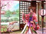  cardcaptor_sakura cherry_blossoms highres japanese_clothes kimono kinomoto_sakura mutsuki_(moonknives) non-web_source object_namesake solo 