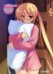  absurdres blonde_hair blush bottomless green_eyes hayate_no_gotoku! highres long_hair munyuu nose_blush pajamas pillow pillow_hug sanzen'in_nagi scan solo twintails very_long_hair 