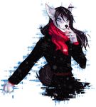  alpha_channel anthro bardju canine girly glitch looking_at_viewer male mammal scarf simple_background solo tongue tongue_out transparent_background 