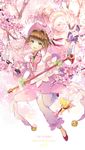  :d absurdres artist_name bad_id bad_pixiv_id bell branch brown_hair bug bunny butterfly cardcaptor_sakura character_name cherry_blossoms clow_card copyright_name dress drill_hair ekita_xuan facial_mark flower_(clow_card) forehead_mark full_body fuuin_no_tsue gloves green_eyes green_gloves half-closed_eyes hat highres holding insect juliet_sleeves kero kinomoto_sakura long_sleeves multiple_girls nature open_mouth pants parted_lips pink_hat pink_skin puffy_long_sleeves puffy_sleeves short_hair smile star star-shaped_pupils symbol-shaped_pupils teeth twin_drills white_pants 