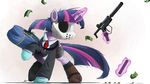  clothing equine female feral friendship_is_magic fur gun hooves horn magic mammal mask money my_little_pony ncmares purple_fur ranged_weapon simple_background solo standing suit twilight_sparkle_(mlp) weapon white_background winged_unicorn wings 