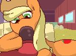  2016 animal_genitalia animal_penis applejack_(mlp) blonde_hair cutie_mark digital_media_(artwork) duo earth_pony equine erection faceless_male fellatio female feral friendship_is_magic fur green_eyes hair hat hooves horse lying male male/female mammal my_little_pony oral penis pixel_(artwork) pony sex sugardungeon_(artist) 