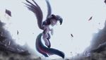  2016 angry animated cutie_mark equine eyelashes feathered_wings feathers female feral friendship_is_magic hair hi_res hooves horn mammal my_little_pony ncmares no_sound open_mouth purple_eyes purple_feathers purple_hair rubble solo teeth theshadowscale twilight_sparkle_(mlp) winged_unicorn wings 