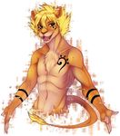  alpha_channel anthro bardju feline glitch lion looking_at_viewer male mammal nude open_mouth simple_background smile solo tattoo transparent_background 