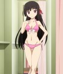  1girl bikini black_hair breasts highres himenokouji_akiko onii-chan_dakedo_ai_sae_areba_kankeinai_yo_ne panties screencap swimsuit underwear 