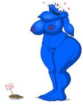  &lt;3 blue_fur cookie cookie_monster crossgender dialogue female food fur invalid_tag nipples plate sesame_street sign toes wide_hips zp92 