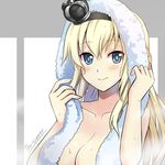  blonde_hair blue_eyes braid breasts crown french_braid hairband highres kantai_collection large_breasts long_hair mini_crown nude solo the-sinner towel towel_around_neck towel_on_head warspite_(kantai_collection) 