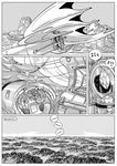  2016 aircraft airship comic digital_drawing_(artwork) digital_media_(artwork) english_text forest furronika greyscale monochrome mountain sound_effects speech_bubble text tree zero_pictured 