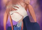  closed_eyes double_bun facepalm imari_maria kono_bijutsubu_niwa_mondai_ga_aru! orange_hair school_uniform screencap solo twintails 