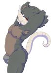  alolan_rattata anthro anthrofied arched_back armpit_hair buckteeth bulge clothed clothing high-angle_view jockstrap looking_at_viewer mammal nipples one_eye_closed otto0ttsy pecs pinup pose pubes raised_arm rodent teeth topless underwear whiskers wink 