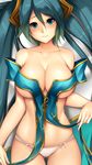  absurdres aqua_eyes aqua_hair ass_visible_through_thighs bed_sheet collarbone highres league_of_legends long_hair looking_at_viewer lying md5_mismatch on_back panties solo sona_buvelle tony_guisado underwear 