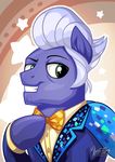  bow_tie clothed clothing eyebrows feral green_eyes hair hooves male mr-gladmane my_little_pony mysticalpha smile solo teeth white_hair 