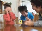  1girl 2boys animated_gif child japan multiple_boys photo screaming spongebob_squarepants table what 
