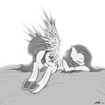  2016 anatomically_correct anatomically_correct_pussy animal_genitalia animal_pussy anus blush butt clitoral_winking clitoris cutie_mark equine equine_pussy eyes_closed feathered_wings feathers female feral fluttershy_(mlp) friendship_is_magic greyscale hair hi_res long_hair mammal monochrome my_little_pony neko-me pegasus pussy pussy_juice sleeping smile solo underhoof wings 