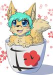  anthro big_eyes canine chibi fox lovelesskiax male mammal nude open_mouth smile solo teacup 