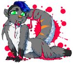  anthro blood facial_piercing looking_at_viewer lovelesskiax male mammal mustelid nose_piercing nude otter piercing solo tongue tongue_out wide_hips 