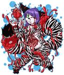  &lt;3 anthro blood feline female gore intestines looking_at_viewer lovelesskiax mammal nude one_eye_closed solo stripes tiger 