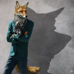  2015 anthro brown_eyes brown_fur canine clothed clothing crossed_arms dreamingwanderer fox fur looking_at_viewer male mammal portrait scarf shadow shemagh smile solo standing suit three-quarter_portrait white_fur 