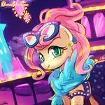  2016 alternate_hairstyle blush clothed clothed_feral clothing earth_pony equine eyewear female fluttershy_(mlp) friendship_is_magic hair horse lumineko mammal my_little_pony patreon pink_hair pony smile solo 