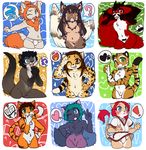  ! &lt;3 ? anthro armpits avian bird breasts canine chibi clothed clothing featureless_breasts featureless_crotch feline female looking_at_viewer lovelesskiax male mammal multiple_images mustelid nude otter smile tiger underwear 