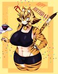  abs anthro big_breasts breasts feline female huge_breasts kemono mammal meganemausu muscular saffron_(safurantora) tiger 