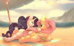  2016 absurd_res beach_umbrella butt clothing cloud cutie_mark dessert duo equine evehly eyes_closed eyeshadow feathered_wings feathers female feral fluttershy_(mlp) food friendship_is_magic hair hi_res hooves horn ice_cream licking long_hair makeup mammal my_little_pony pegasus pink_hair rarity_(mlp) seaside smile swimsuit tongue tongue_out underhoof unicorn wings yellow_feathers 
