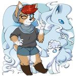  anthro beanie canine clothed clothing eyewear female feral fox glasses group hat looking_at_viewer lovelesskiax mammal ninetales nintendo pok&eacute;mon smile video_games vulpix 