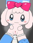  &lt;3 blue_eyes blush bow clothing cute female legwear looking_at_viewer looking_down low-angle_view nervous panties pussy sky stockings tamagotchi tatwuyan underwear worm&#039;s-eye_view yumemitchi 