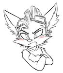  2015 anthro arm_tuft big_ears big_eyes big_head black_and_white blush cheek_tuft clothed clothing crossed_arms cute digital_drawing_(artwork) digital_media_(artwork) eyebrows fluffy fluffy_ears front_view frown fur gloves league_of_legends line_art looking_at_viewer looking_away male mammal mohawk monochrome riot_games rumble shirt simple_background slim slit_pupils snout spot_color tuft veigar-chan video_games white_background yordle 