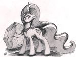  2015 black_and_white crown cutie_mark equine female feral friendship_is_magic fur graboiidz hair horn jewelry mammal monochrome multicolored_hair my_little_pony necklace nightmare_rarity_(idw) rock slit_pupils solo tiara two_tone_hair unicorn 
