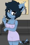  anthro areola blue_fur breasts cat clothed clothing cum feline female fur mammal mando nipples pussy pussy_juice solo wenddy_fields 
