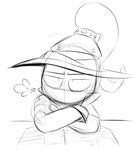  2015 3_fingers anthro big_eyes big_head black_and_white bust_portrait cape clothed clothing crossed_arms cute gloves hat hidden_face league_of_legends looking_at_viewer male mammal monochrome mouthless no_iris noseless portrait riot_games robes simple_background sketch solo toony veigar veigar-chan video_games white_background wizard_hat yordle 