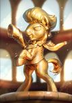  2016 assasinmonkey bow_tie clothed clothing earth_pony equine feral friendship_is_magic gladmane_(mlp) grin hair hooves horse male mammal my_little_pony pony sculpture solo statue teeth 