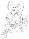  2015 4_fingers big_eyes big_head black_and_white blowgun carrot clothed clothing cute digital_drawing_(artwork) digital_media_(artwork) duo eyebrows feral fluffy fluffy_tail food front_view holding_object holding_weapon humanoid_hands league_of_legends male mammal monochrome poro ranged_weapon riot_games signature simple_background sketch slit_pupils smile standing sweat teemo teeth tongue tongue_out toony vegetable veigar-chan video_games weapon white_background yordle 