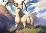 ambiguous_gender caprine feral front_view goat horn landscape looking_away low-angle_view magic_the_gathering mammal official_art outside sidharth_chaturvedi signature solo standing 