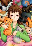  1girl boar brown_hair cat character_doll cow dog fruits_basket honda_tooru horse monkey mouse pikachu pillow rabbit ram rooster seahorse sleeping smile snake souma_ayame souma_hatori souma_hatsuharu souma_hiro souma_isuzu souma_kagura souma_kisa souma_kureno souma_kyou souma_momiji souma_ritsu souma_shigure souma_yuki stuffed_bunny stuffed_cat stuffed_cow stuffed_dog stuffed_horse stuffed_monkey stuffed_mouse stuffed_pig stuffed_sheep stuffed_snake stuffed_tiger stuffed_toy tiger 