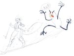  ambiguous_gender angry anthro duo feline female mammal running simple_background sketch skiing tgwonder white_background wide_hips yeti 