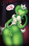 &lt;3 absurd_res anthro anus areola big_breasts big_butt blush breasts butt clitoris clothed clothing crown darkner deltarune digital_media_(artwork) dress e-01 female green_body green_nipples green_pussy green_skin hathy hi_res humanoid looking_at_viewer monster nipples not_furry nude pussy simple_background smile solo tentacles video_games 