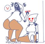  big_breasts big_butt breasts butt clothing duo female footwear haydee high_heels humor machine marker minus8 not_furry robot speech_bubble 