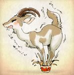  blush caprine fail feral food fur goat hooves horn mammal melonleaf noodles ramen simple_background solo surprise text why 