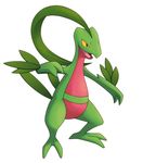 ambiguous_gender black_eyes green_skin grovyle nintendo official_art pink_skin pok&eacute;mon pok&eacute;mon_mystery_dungeon simple_background video_games white_background yellow_sclera 