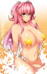  bad_id bad_pixiv_id bikini_bottom breasts censored choker futanari green_eyes highres hiromin large_breasts long_hair mole mole_on_breast mosaic_censoring navel original pasties penis pink_hair solo star star_pasties 