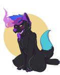  2016 absurd_res anthro black_fur blue_fur blue_hair blush buttsteak canine digital_media_(artwork) drooling duo fur ghost hair hi_res kneeling male mammal nude open_mouth purple_fur purple_nose purple_tongue saliva simple_background spirit sweat tongue tongue_out wolf wolfypupboy 