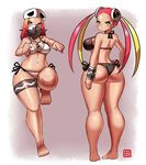  ass back bandana_over_mouth barefoot beanie bikini breasts cleavage curvy feet hat kenron_toqueen large_breasts looking_at_viewer looking_back multiple_girls navel pink_eyes pink_hair plumeri_(pokemon) pokemon pokemon_(game) pokemon_sm quad_tails stomach swimsuit team_skull team_skull_grunt thick_thighs thighs wide_hips yellow_eyes 