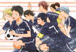  armband bad_id bad_pixiv_id ball black_hair blonde_hair brown_hair days_(manga) grey_hair haibara_shirou highres inohara_susumu kazama_jin_(days) kimidake kimishita_atsushi long_hair mizuki_hisahito multiple_boys ooshiba_kiichi short_hair soccer soccer_ball soccer_uniform sportswear tsukamoto_tsukushi usui_yuuta 