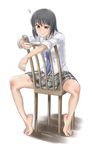  bad_id bad_pixiv_id bare_legs barefoot black_hair cellphone chair feet full_body highres iphone long_hair original phone school_uniform sitting sitting_backwards sketch smartphone soles solo souji_kurokawa texting 