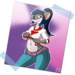  anthro breasts clothing female geronimo_stilton_(series) mammal midriff mouse navel nipple_bulge photo ponytail rheumatism rodent solo tongue tongue_out undressing wide_hips 